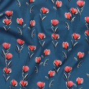 FINE POPLIN DIGITAL FLOWERS PETROL (thumbnail) #2