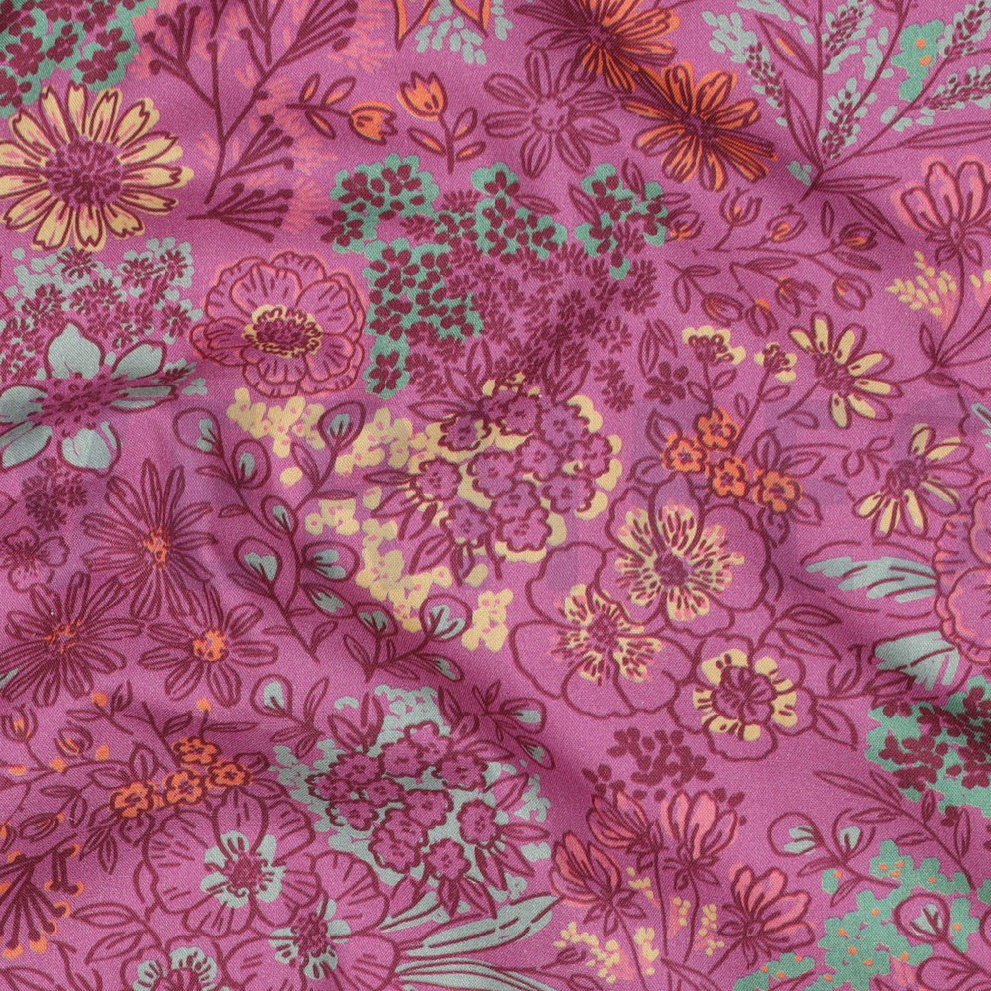 FINE POPLIN DIGITAL FLOWERS FUCHSIA (high resolution) #2
