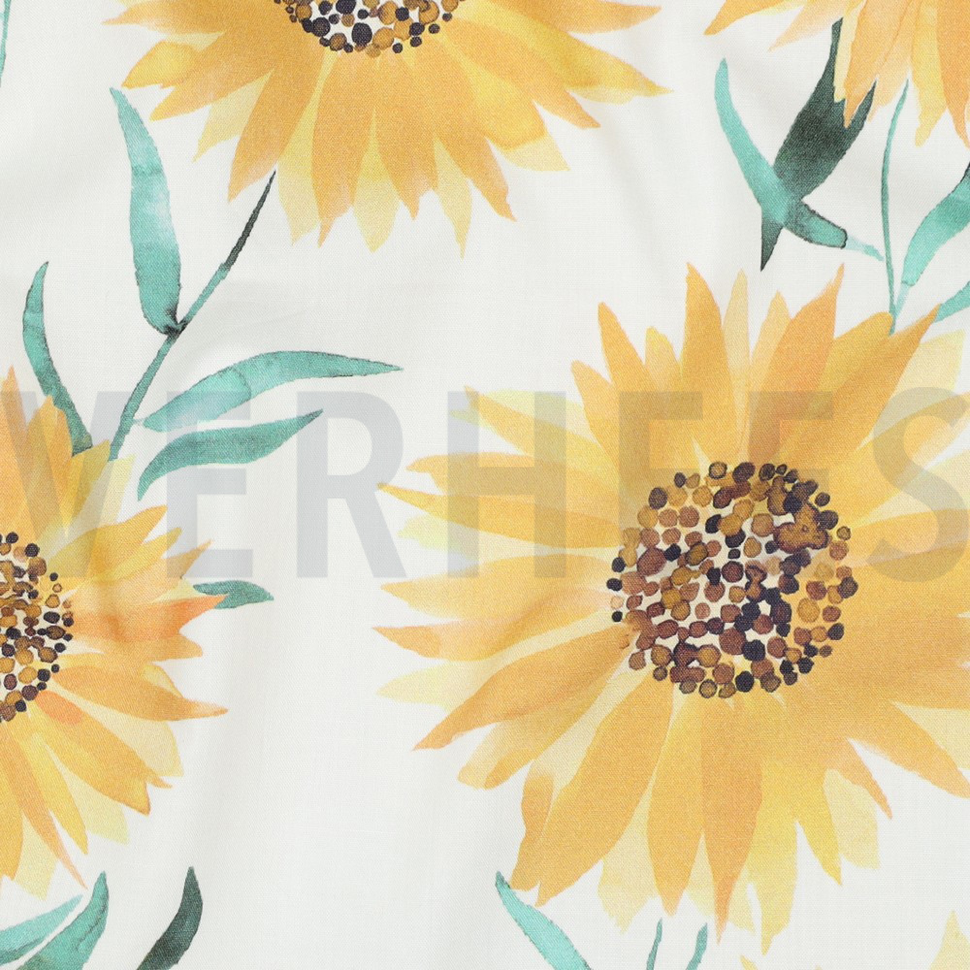 FINE POPLIN DIGITAL SUNFLOWERS WHITE (high resolution) #2