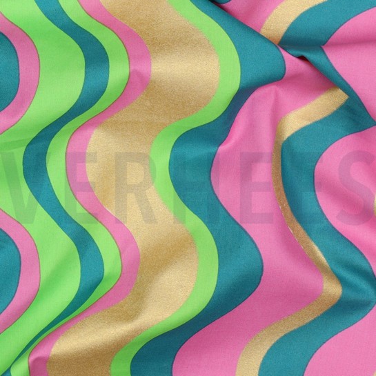 POPELINE DE COTON PAILLETTES RAYURES VERT #7