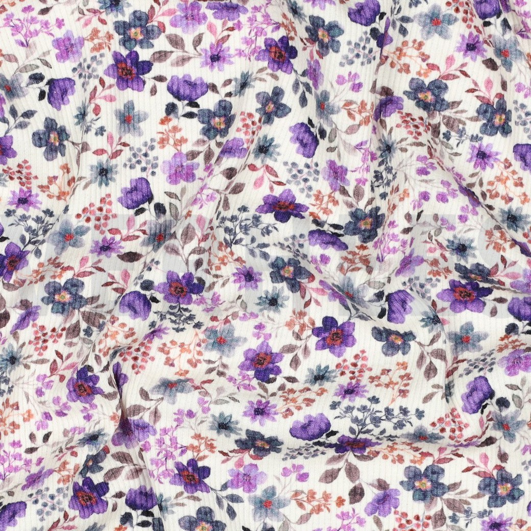 RIB JERSEY DIGITAL FLOWERS PURPLE #2