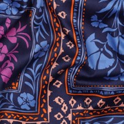 COTTON SATIN PATCHWORK FLOWERS NAVY (thumbnail) #2