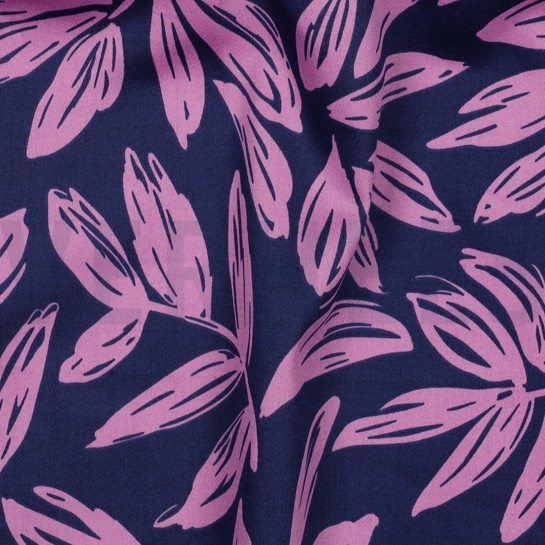 COTTON SATIN LEAVES NAVY #7