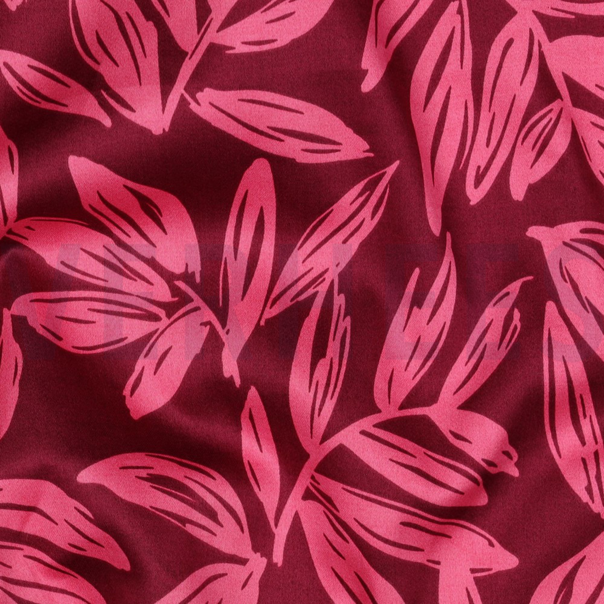 COTTON SATIN LEAVES BORDEAUX (high resolution) #2