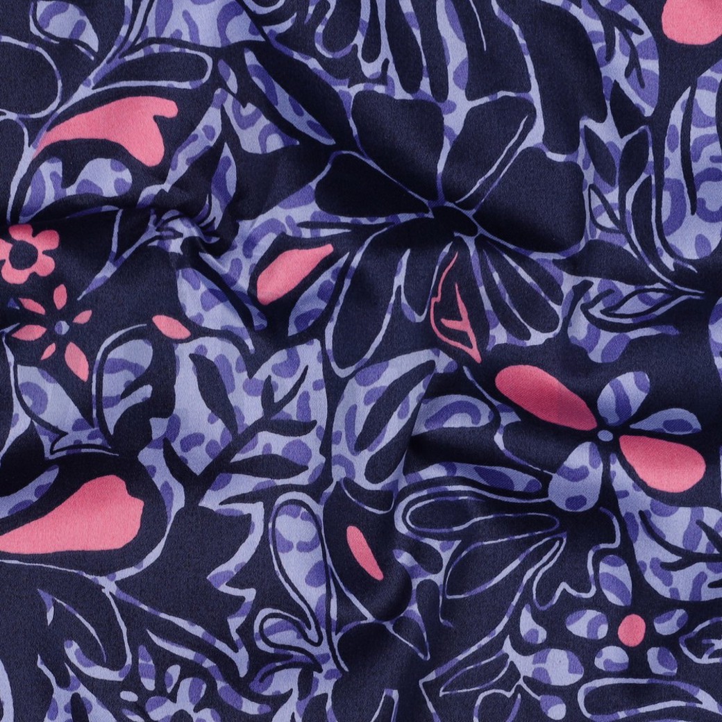 COTTON SATIN FLOWERS NAVY #2