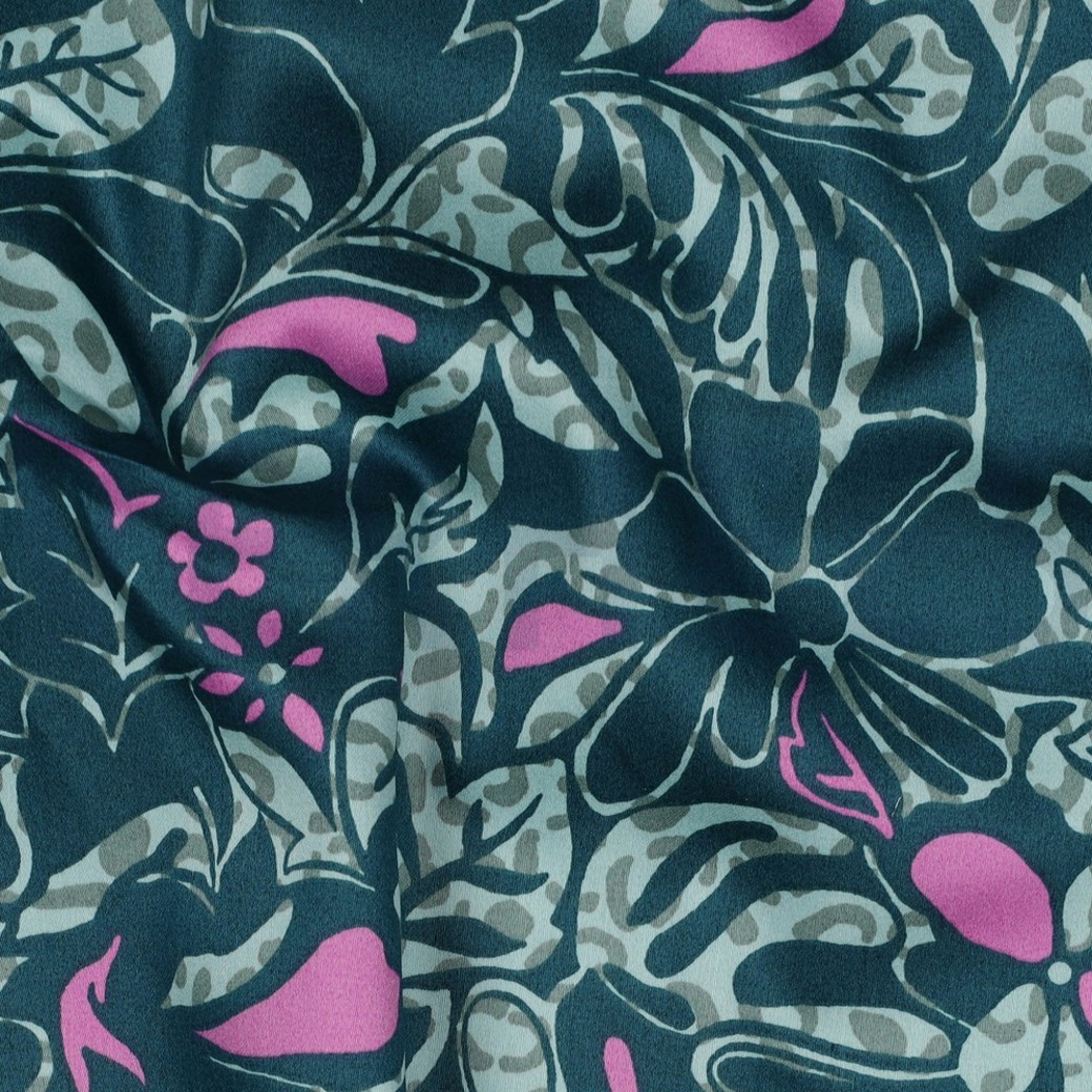 COTTON SATIN FLOWERS PETROL #2