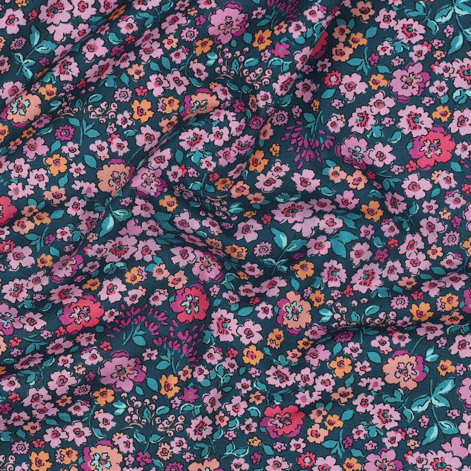 FINE POPLIN DIGITAL FLOWERS DARK PETROL (high resolution) #2