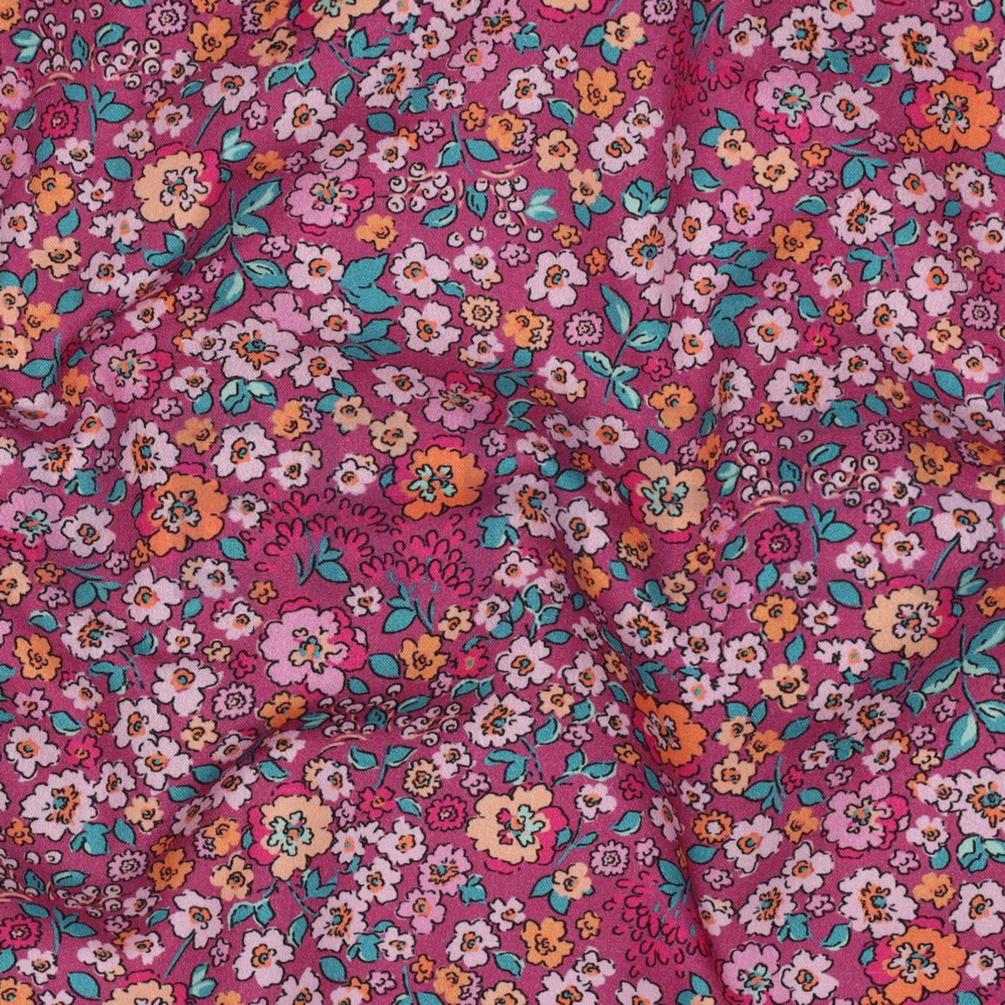 FINE POPLIN DIGITAL FLOWERS FUCHSIA (high resolution) #2