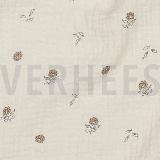 DOUBLE GAUZE GOTS NATURAL FLOWERS NATURAL #7