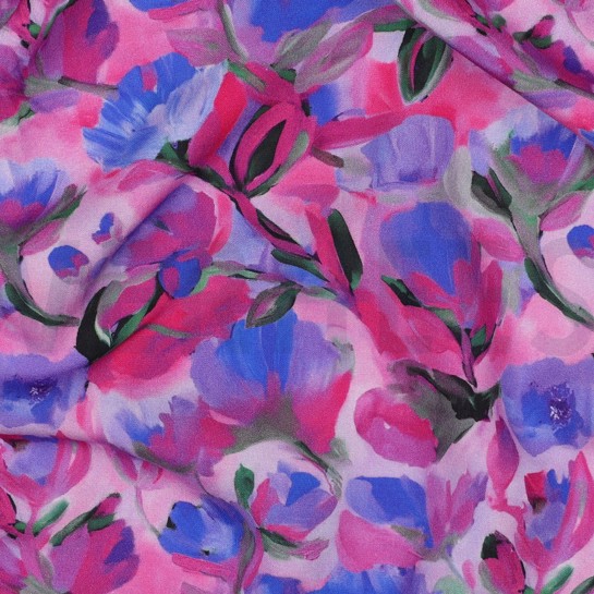 LENZING™ ECOVERO™ DIGITAL BLUMEN LILA/VIOLETT #7