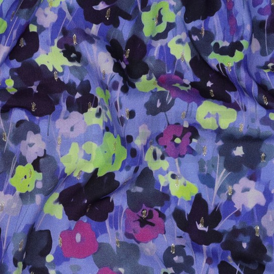 VISKOSE LUREX DIGITAL BLUMEN KOBALTBLAU #7