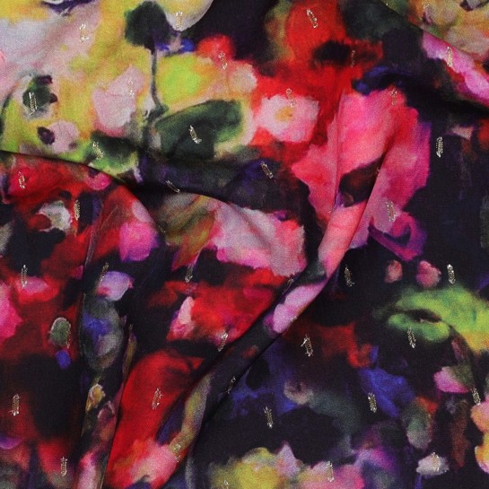 VISKOSE LUREX DIGITAL ABSTRACT MARINEBLAU #7