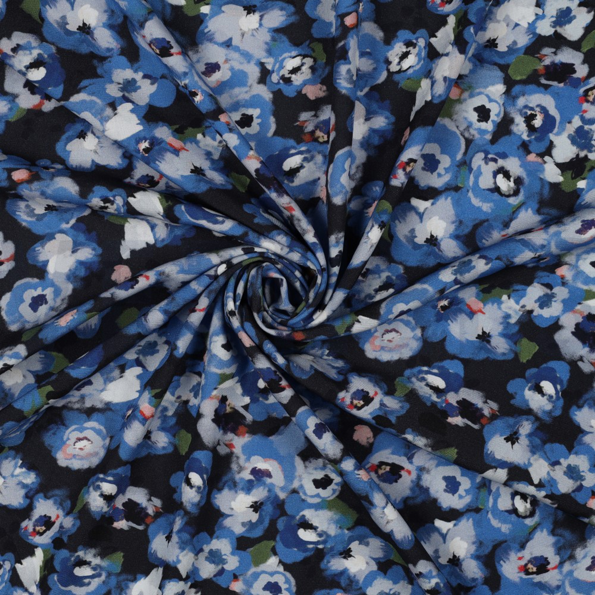 VISCOSE POPLIN STRETCH DIGITAL FLOWERS NAVY (high resolution) #2