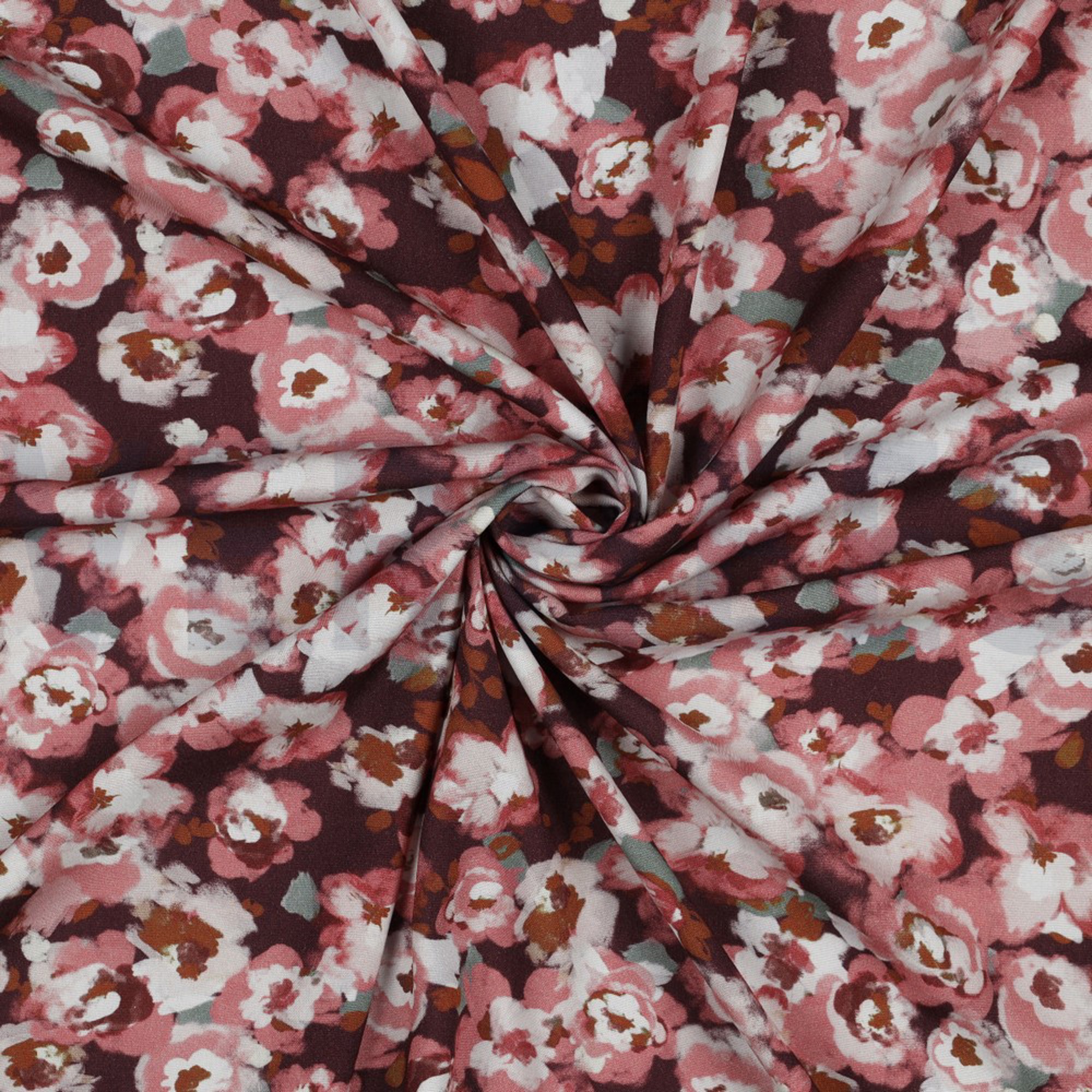 VISCOSE POPLIN STRETCH DIGITAL FLOWERS BORDEAUX (high resolution) #2