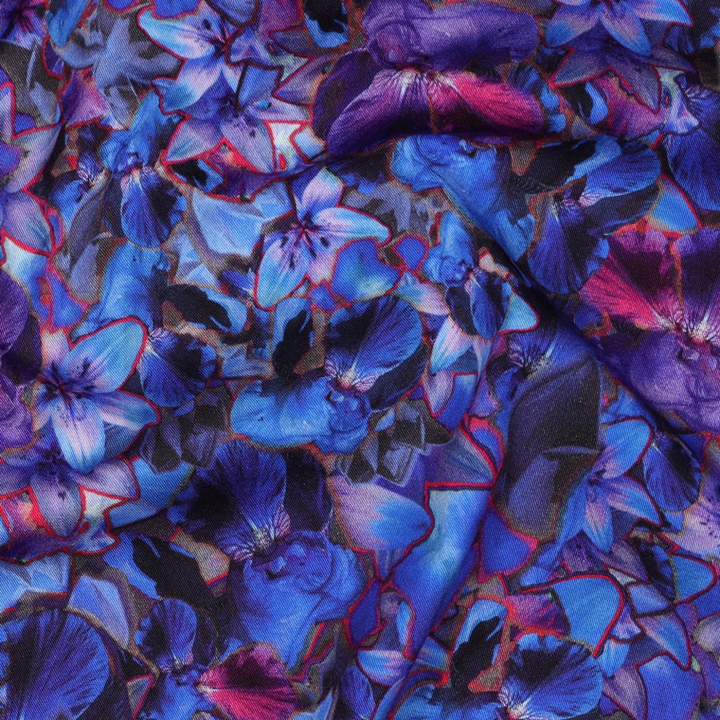 ROSELLA STRETCH DIGITAL FLOWERS COBALT #2