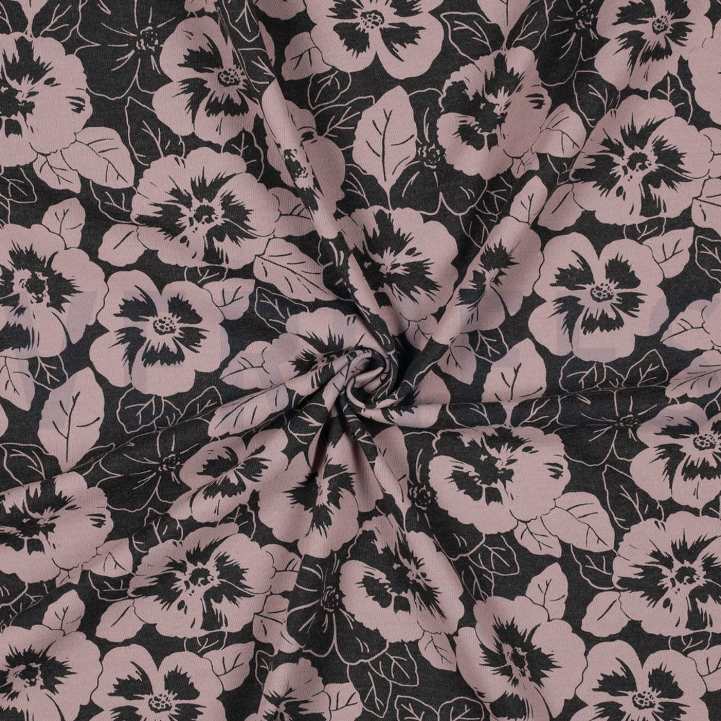 JERSEY MELANGE FLOWERS ANTHRACITE MELANGE #2