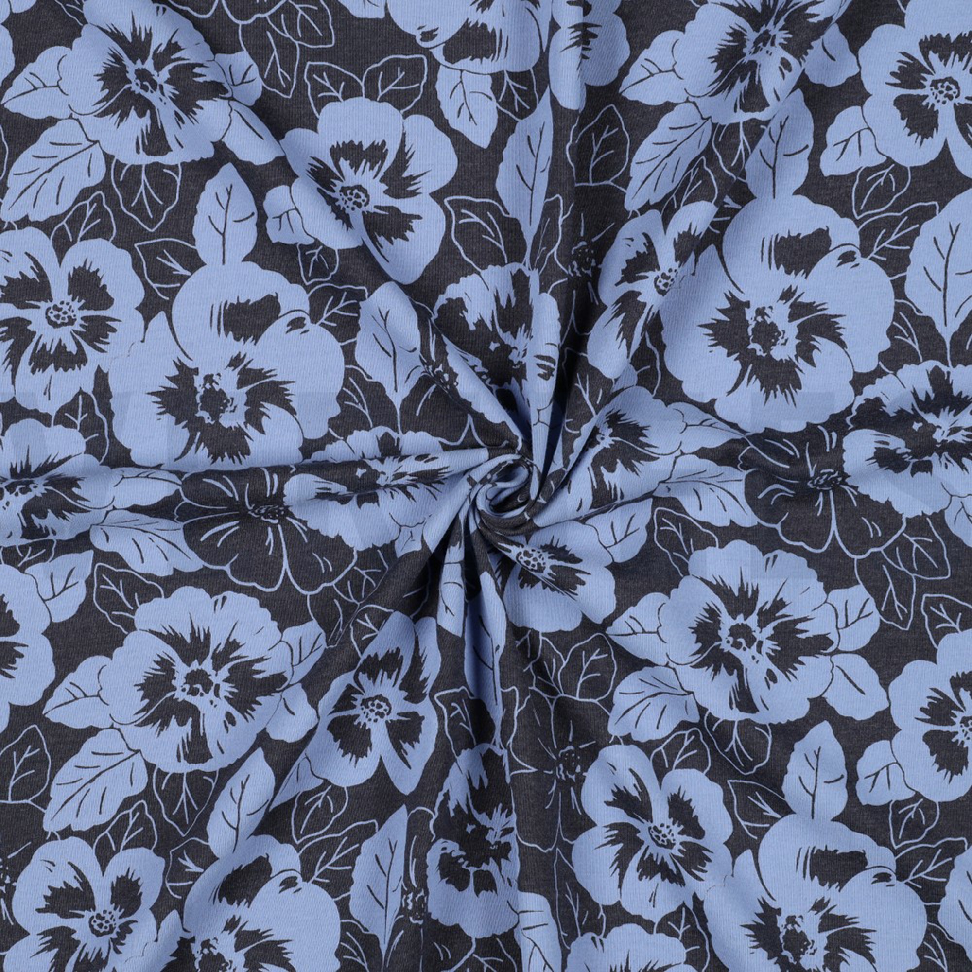 JERSEY MELANGE FLOWERS INDIGO MELANGE (high resolution) #2