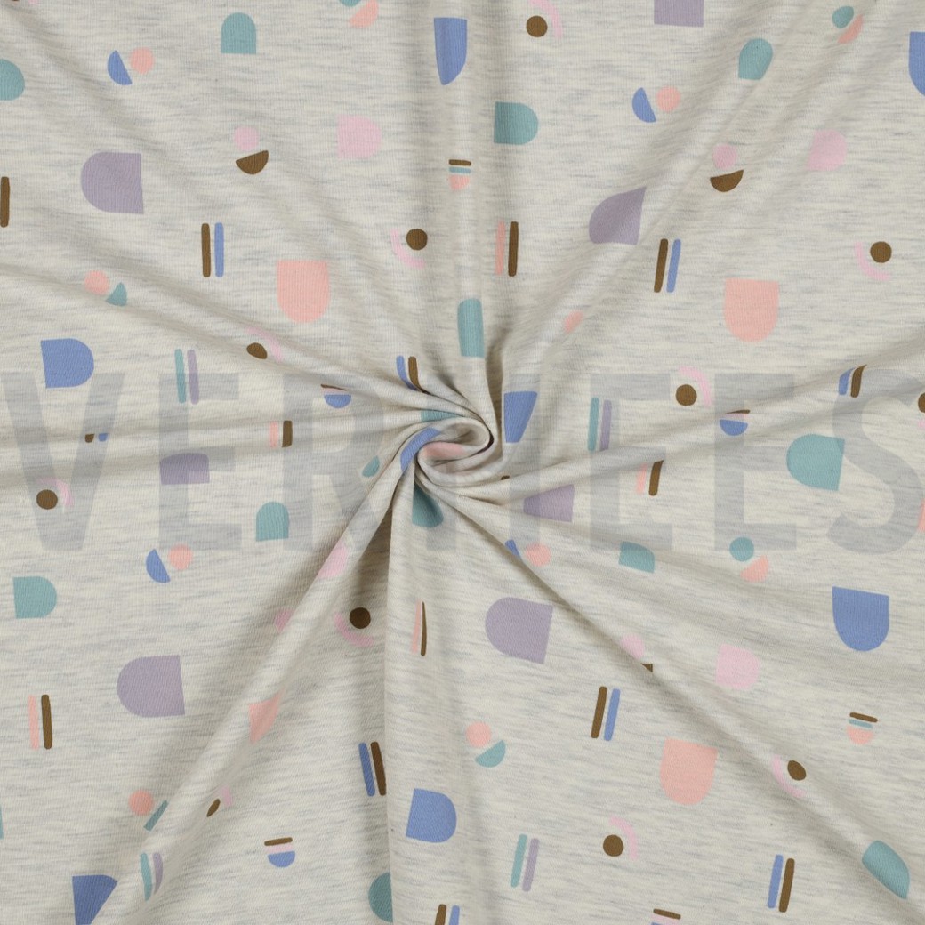 JERSEY MELANGE ABSTRACT ECRU MELANGE #2