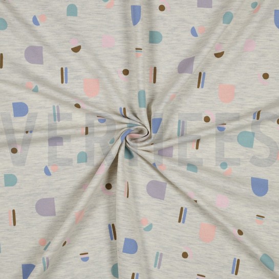 JERSEY MELANGE ABSTRACT ECRU GEMÊLEERD #7