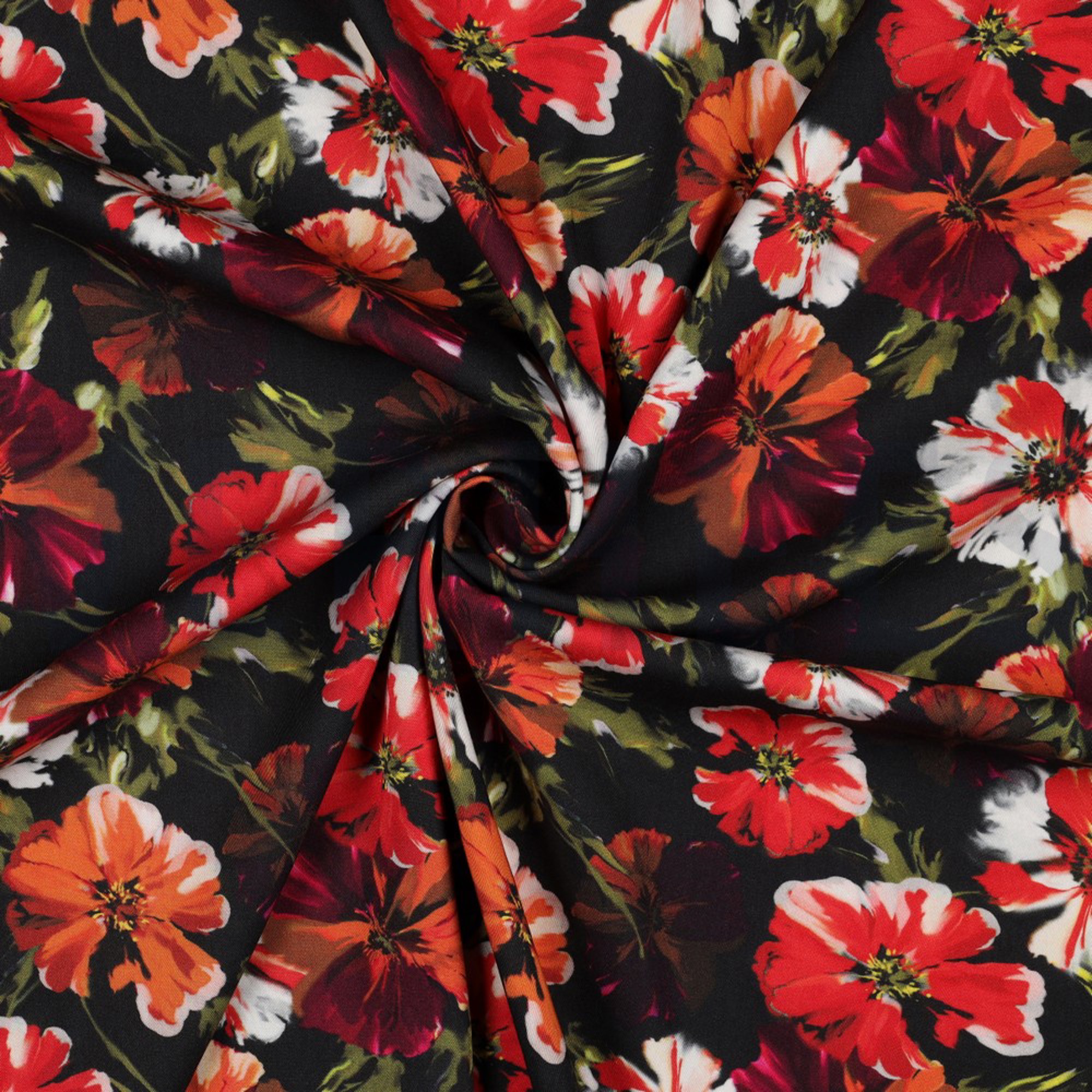 ROSELLA STRETCH DIGITAL FLOWERS BLACK (high resolution) #2