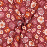 LINEN VISCOSE WASHED FLOWERS DARK CORAL (thumbnail) #2