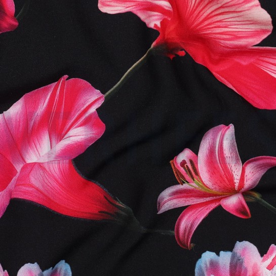 VISCOSE RADIANCE DIGITAAL BLOEMEN ZWART #7