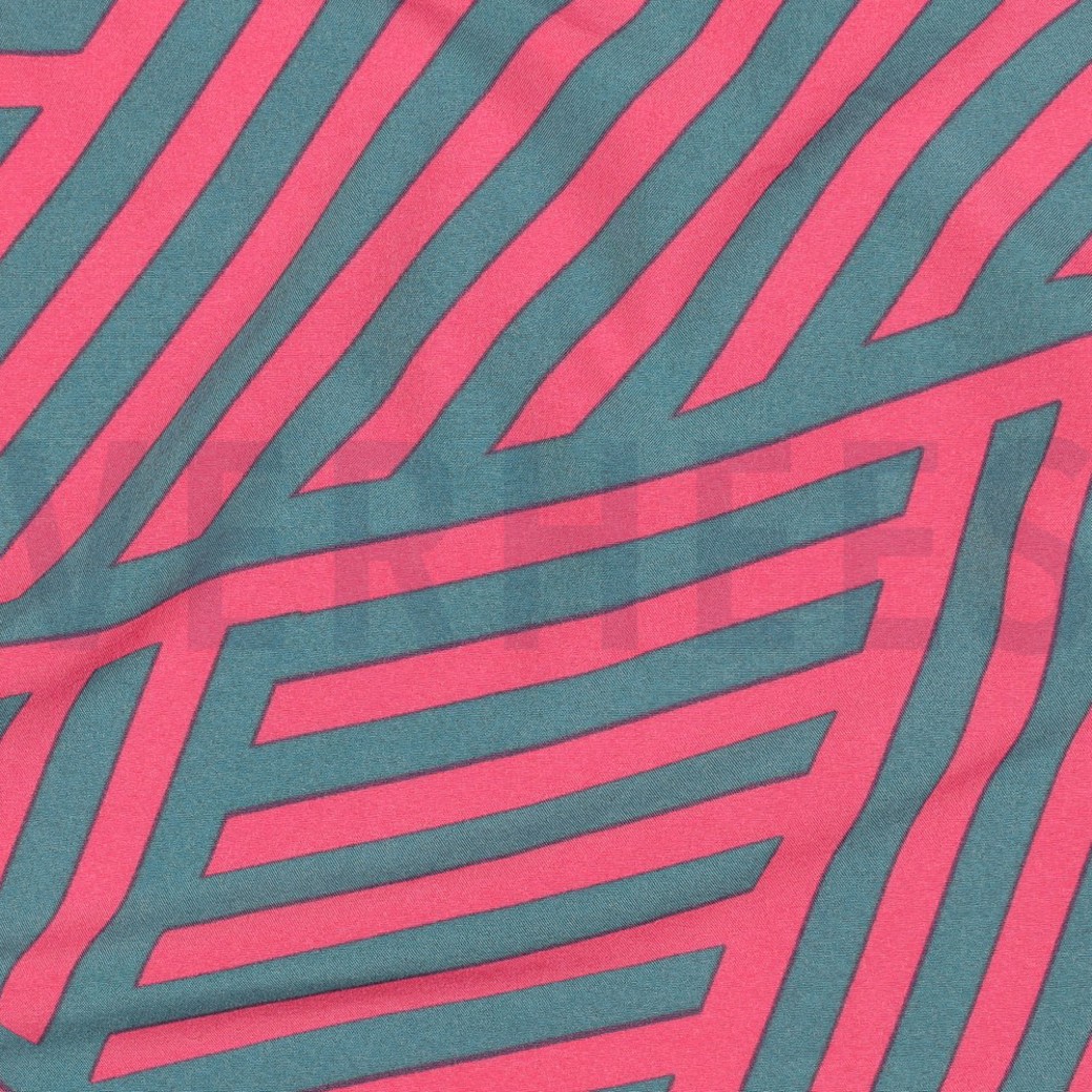 MAGNOLIA STRETCH GEOMETRIC PETROL/FUCHSIA #2