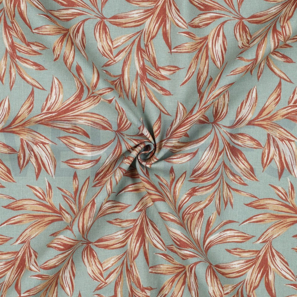 LINEN VISCOSE WASHED LEAVES OLD GREEN #2