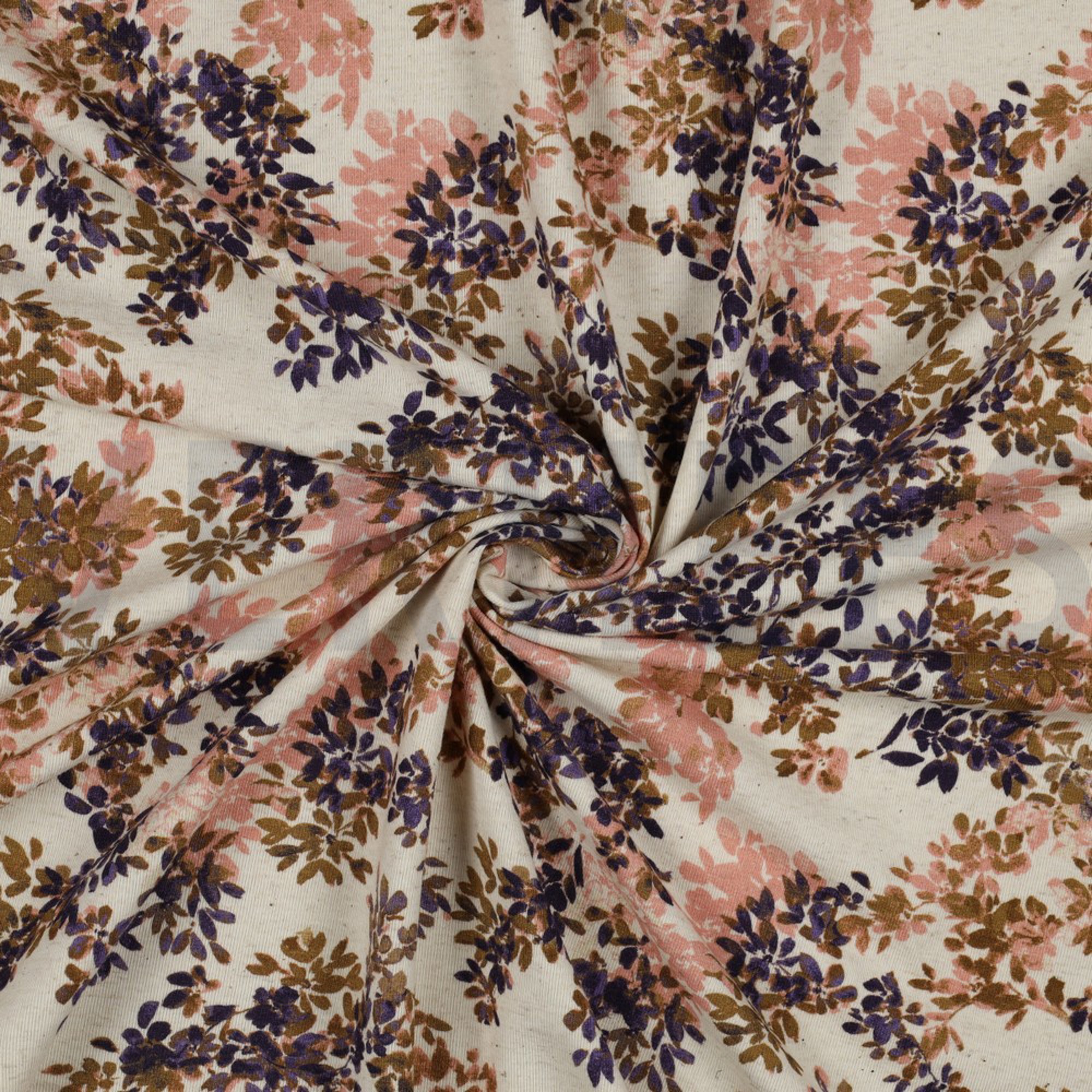 LINEN JERSEY DIGITAL FLOWERS NATURAL / LAVENDER (high resolution) #2
