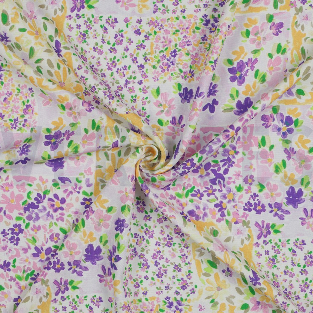 RADIANCE DIGITAL PATCHWORK FLOWERS GRAPE / LEMON #2