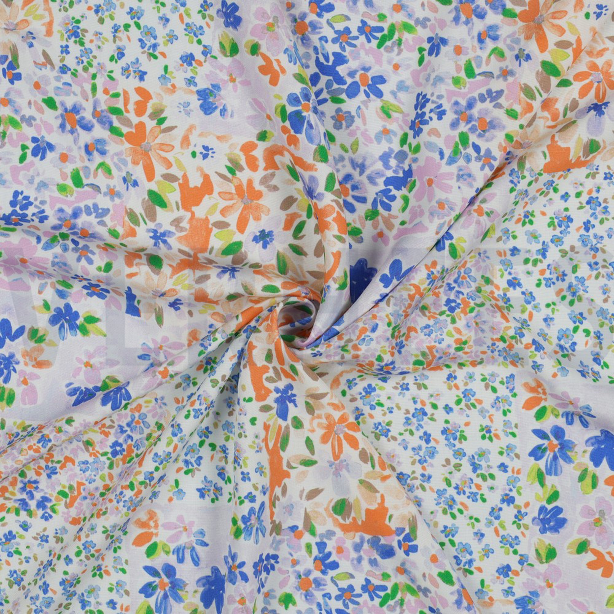 RADIANCE DIGITAL PATCHWORK FLOWERS INDIGO / ORANGE (high resolution) #2