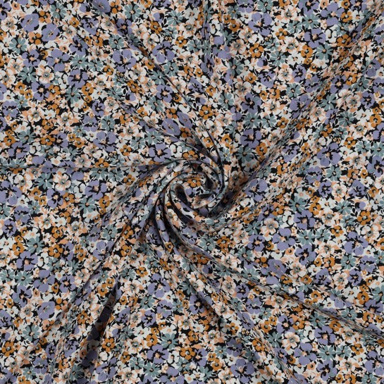 VISKOSE RADIANCE BLUMEN JEANSBLAU #7