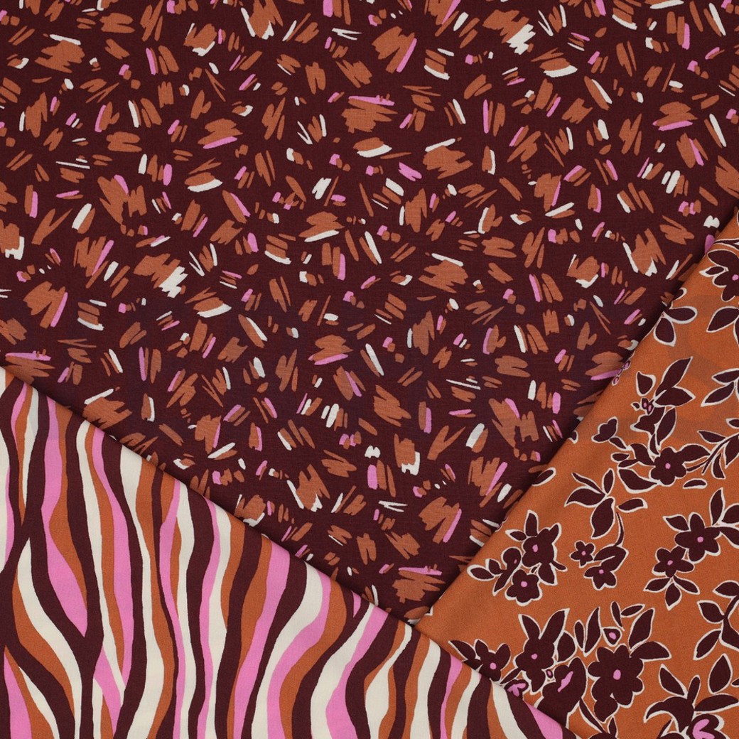 RADIANCE FLOWERS AND STRIPES WINE RED #2