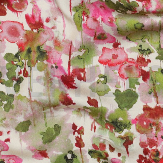 VISCOSE SATIN DIGITAL FLOWERS ECRU #7
