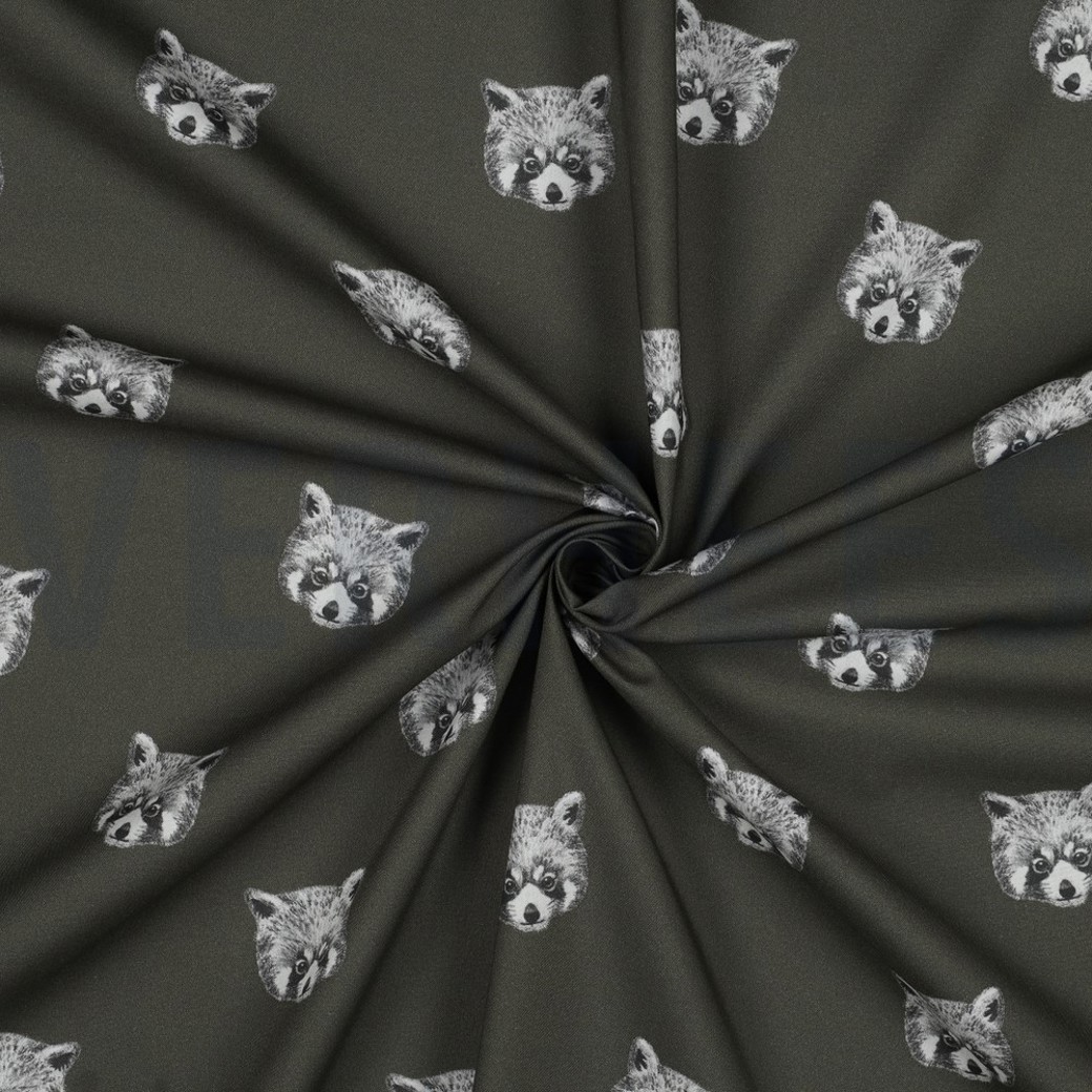 FINE POPLIN DIGITAL RED PANDA SEAWEED #2