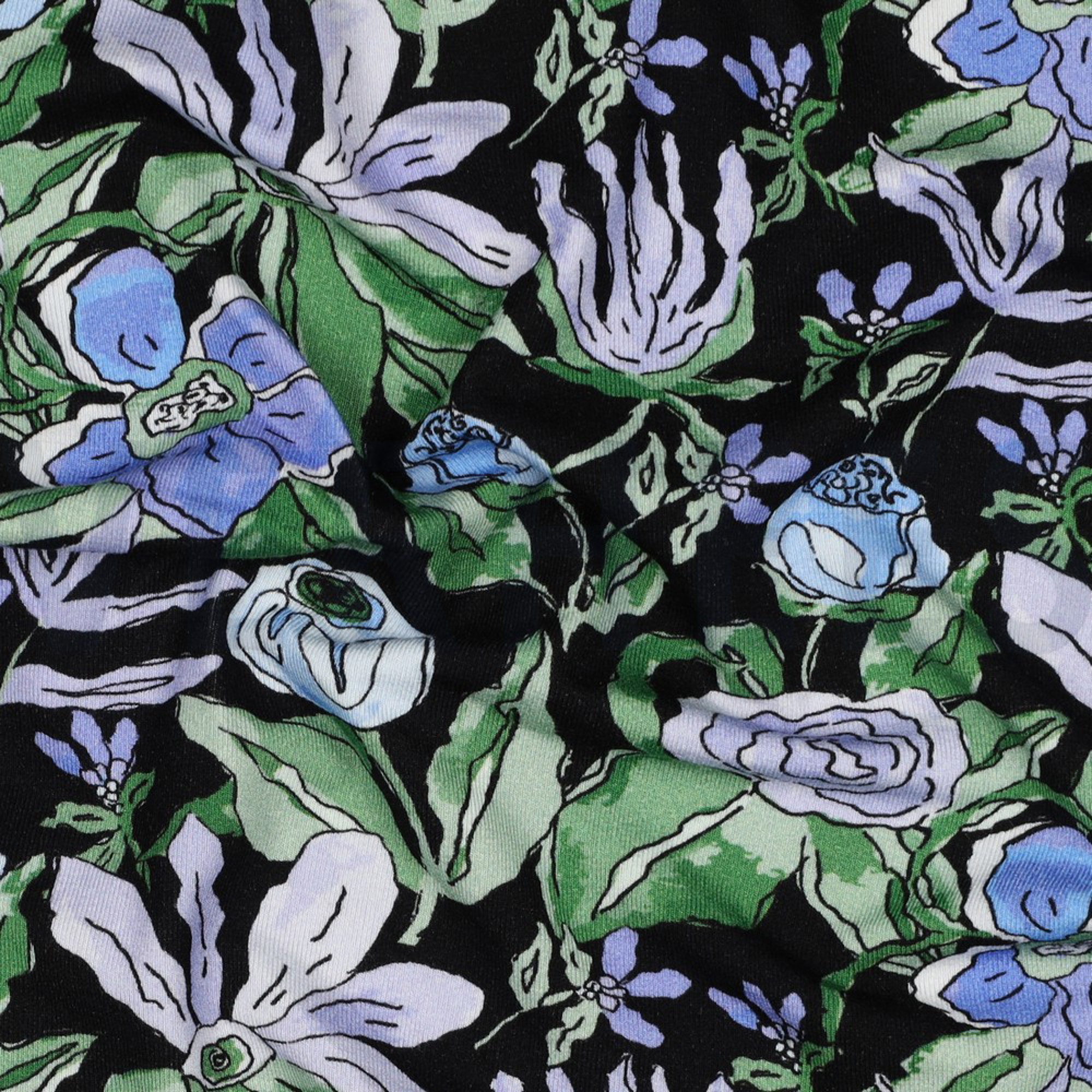 VISCOSE JERSEY DIGITAL FLOWERS BLACK (high resolution) #2