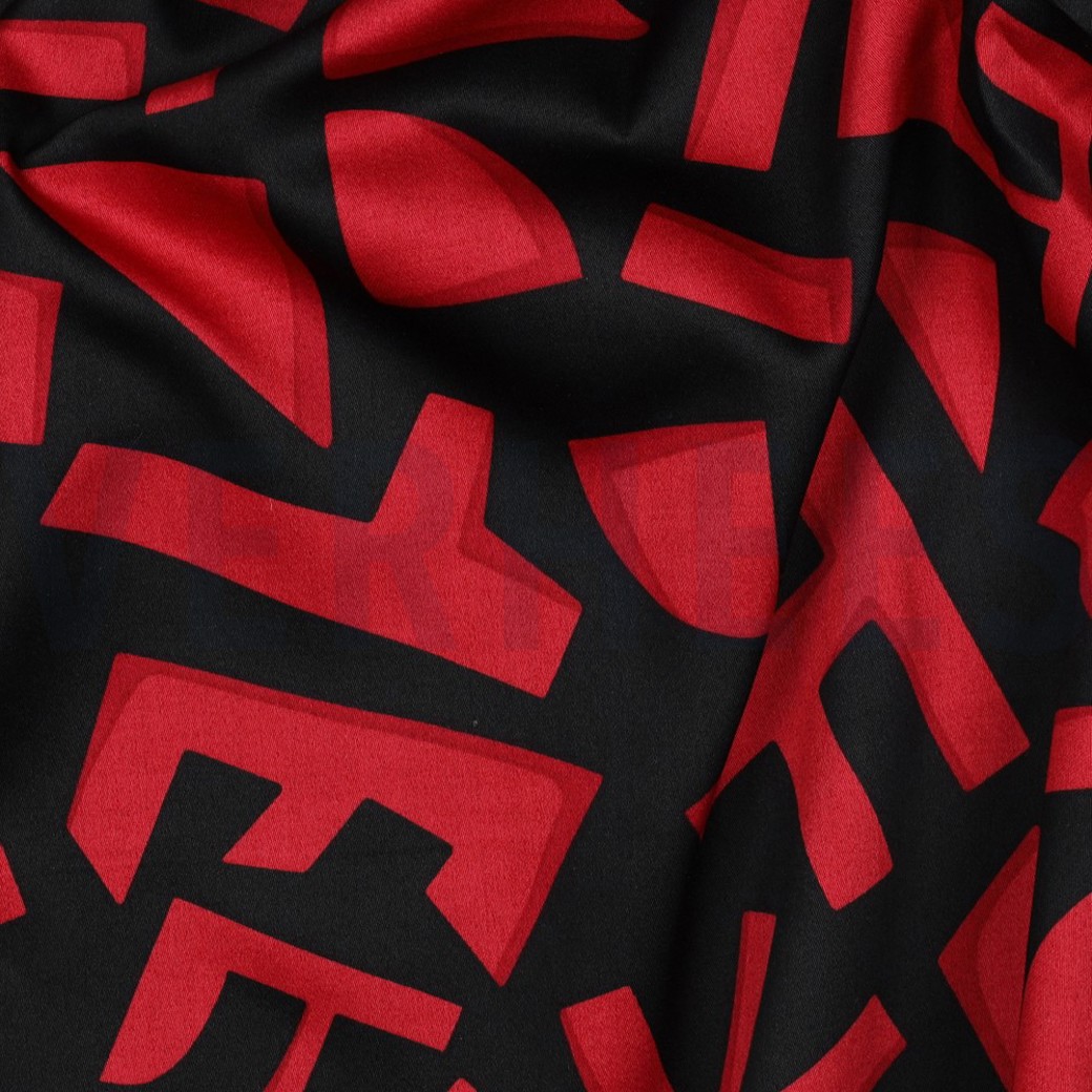 COTTON SATIN GEOMETRIC DARK RED #2