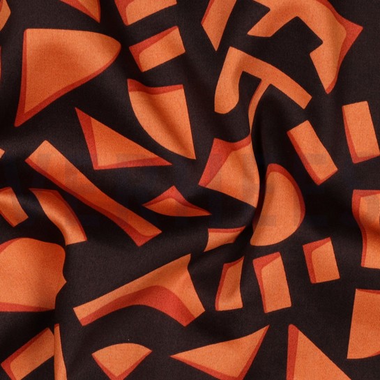 KATOEN SATIJN GEOMETRISCH DONKERBRUIN #7