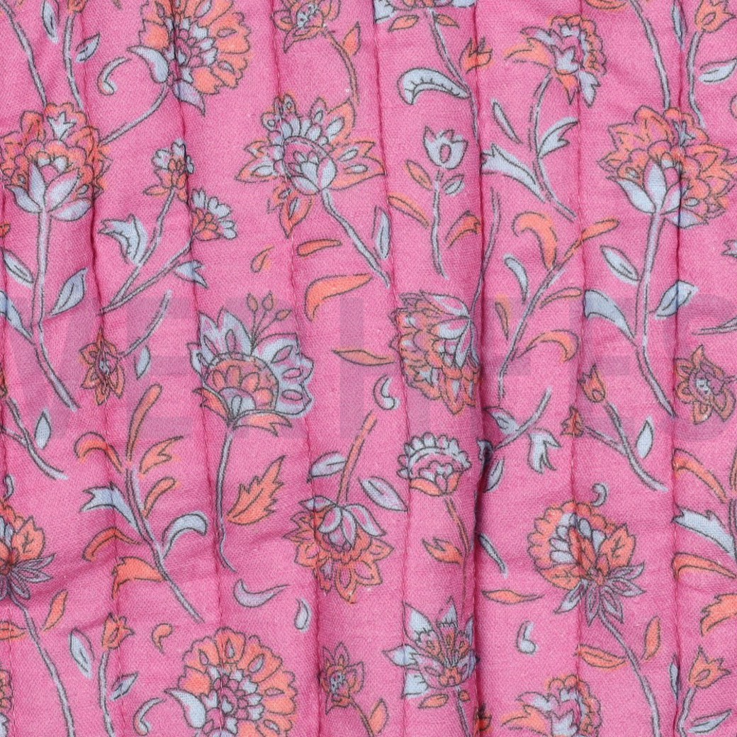 STEPPED DOUBLE GAUZE FLOWERS 2-SIDED FUCHSIA/LIGHT BLUE #2