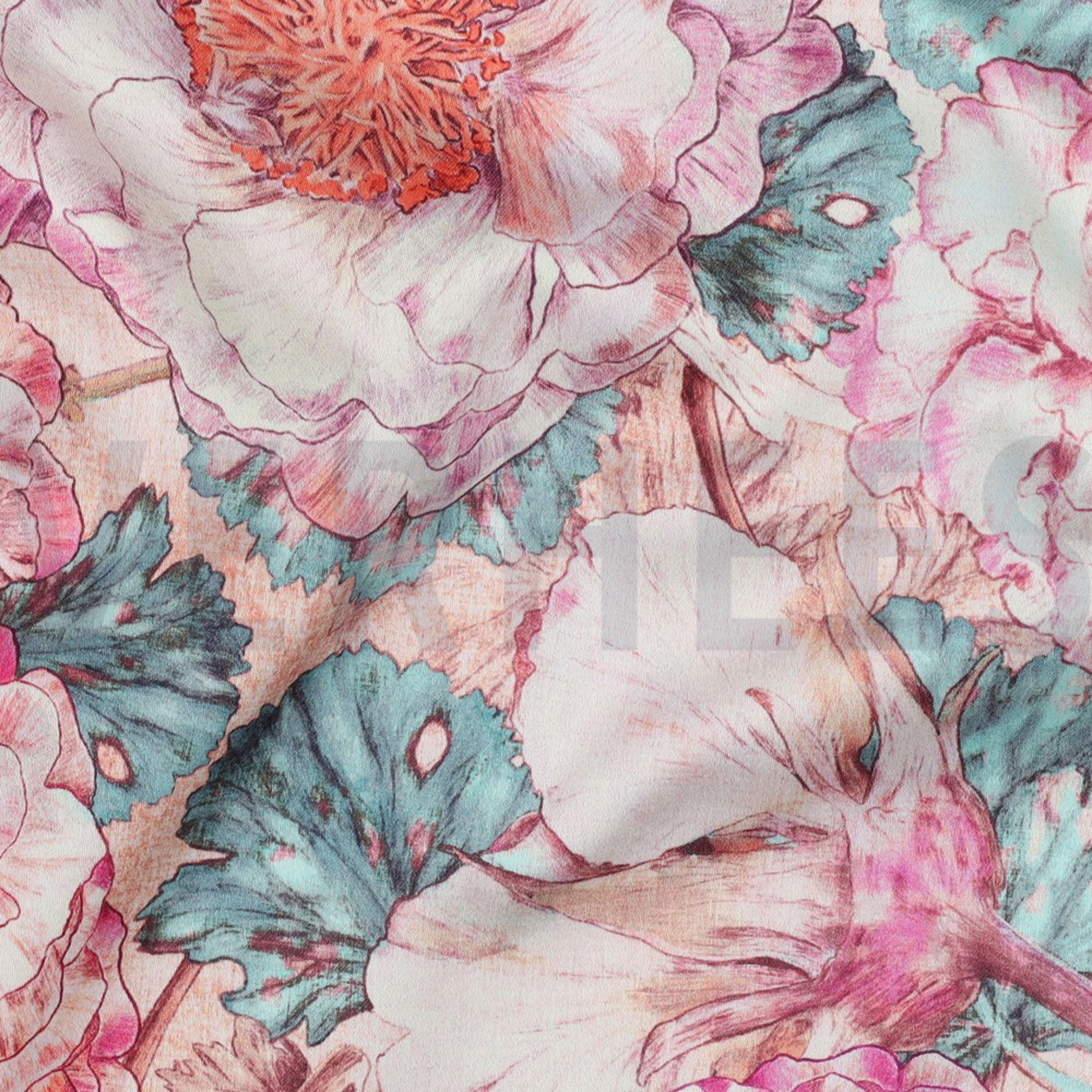COTTON SATIN DIGITAL JAPANESE ANAMONE NERIDA HANSEN CORAL (high resolution) #2
