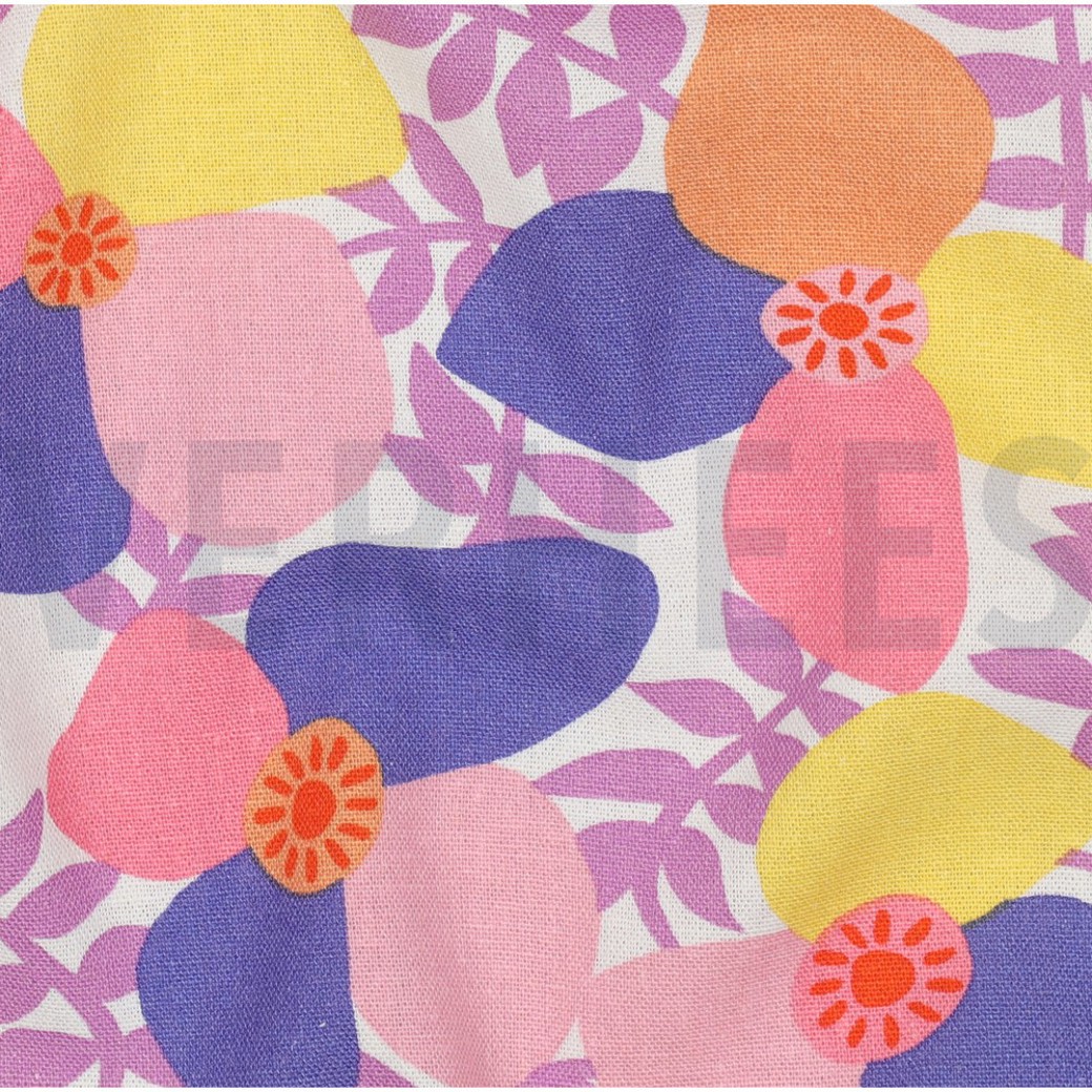 LINEN VISCOSE LEMA POPPIES NERIDA HANSEN LAVENDER #2