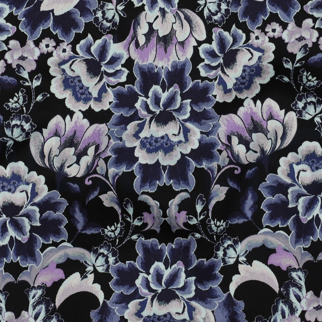 COTTON SATIN DIGITAL FLOWERS BLACK #2