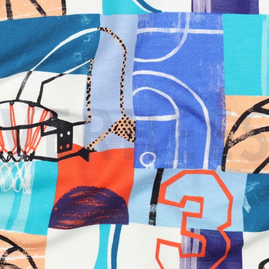 FRENCH TERRY DIGITAL BASKETBALLS BLUE #7