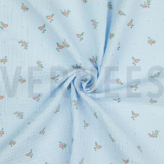 DOUBLE GAUZE FLOWERS LIGHT BLUE #7