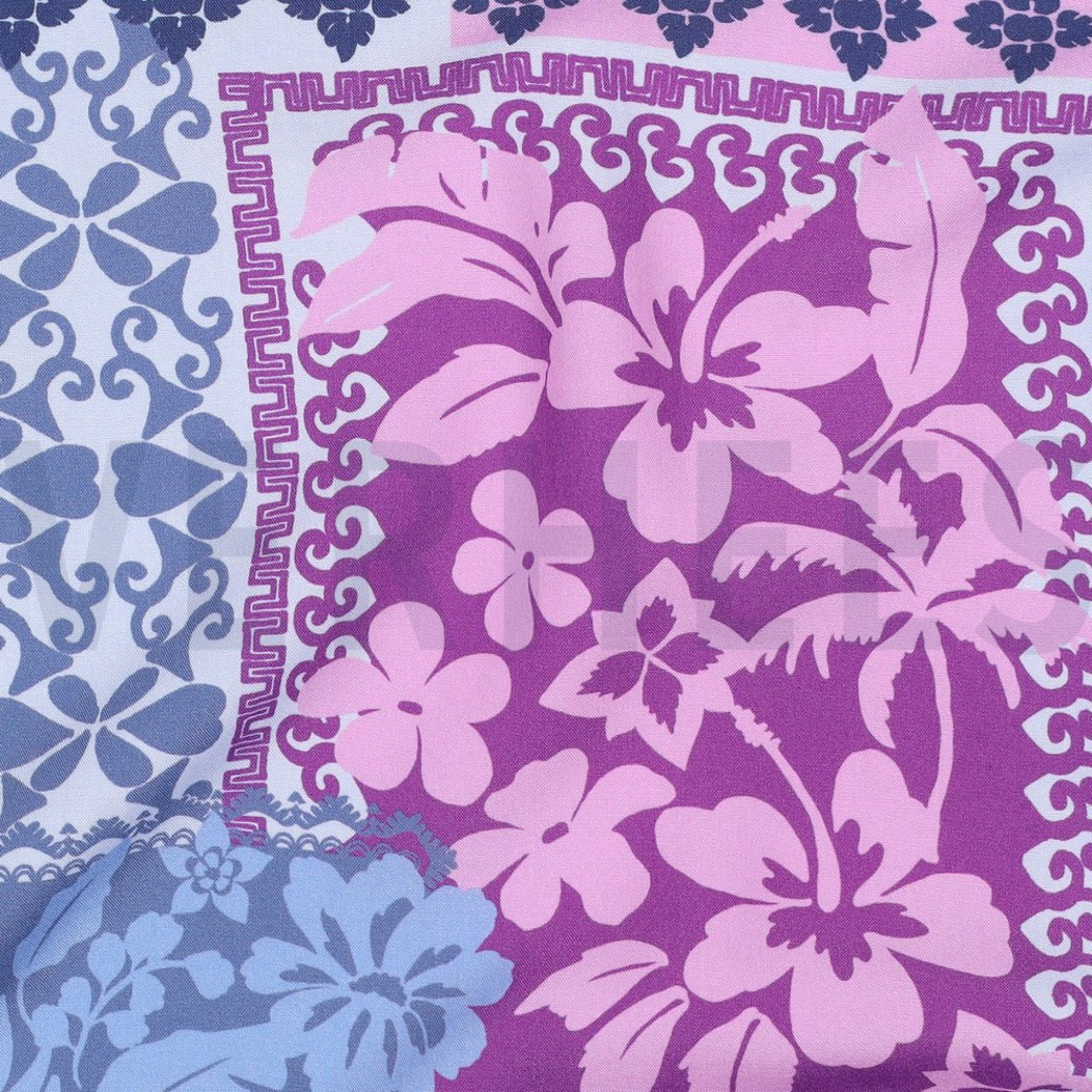 LENZING ECOVERO FLOWERS PATCHWORK LAVENDER #2