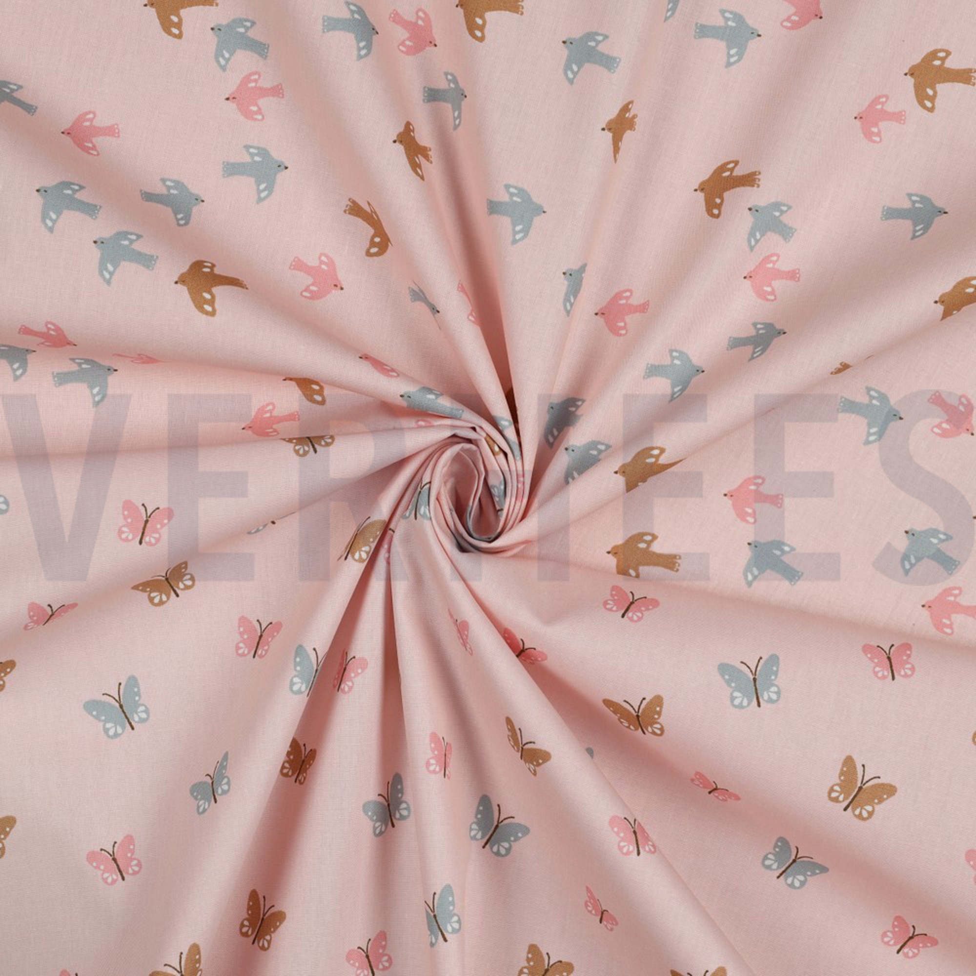 POPLIN GOTS BIRDS AND BUTTERFLIES POWDER (high resolution) #2