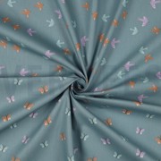 POPLIN GOTS BIRDS AND BUTTERFLIES DARK MINT (thumbnail) #2