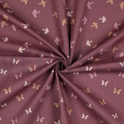 POPLIN GOTS BIRDS AND BUTTERFLIES WINE RED (thumbnail) #2