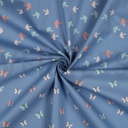 POPLIN GOTS BIRDS AND BUTTERFLIES BLUE (thumbnail) #2