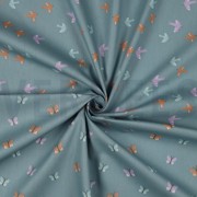 POPLIN GOTS BIRDS AND BUTTERFLIES DARK MINT (thumbnail) #2